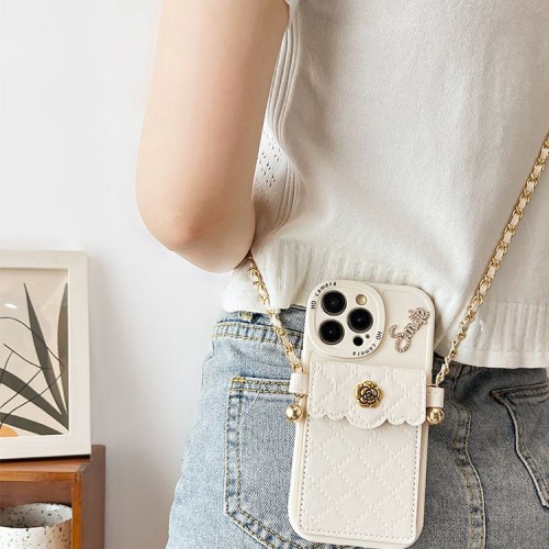 Camellia Crossbody Holder Phone Case With Anti-fall Full Protection For iPhone